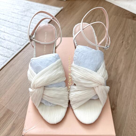 NEW Loeffler Randall Reed Pleated Twist Heel Sandals in Pearl Size 6.5 - Picture 5 of 8